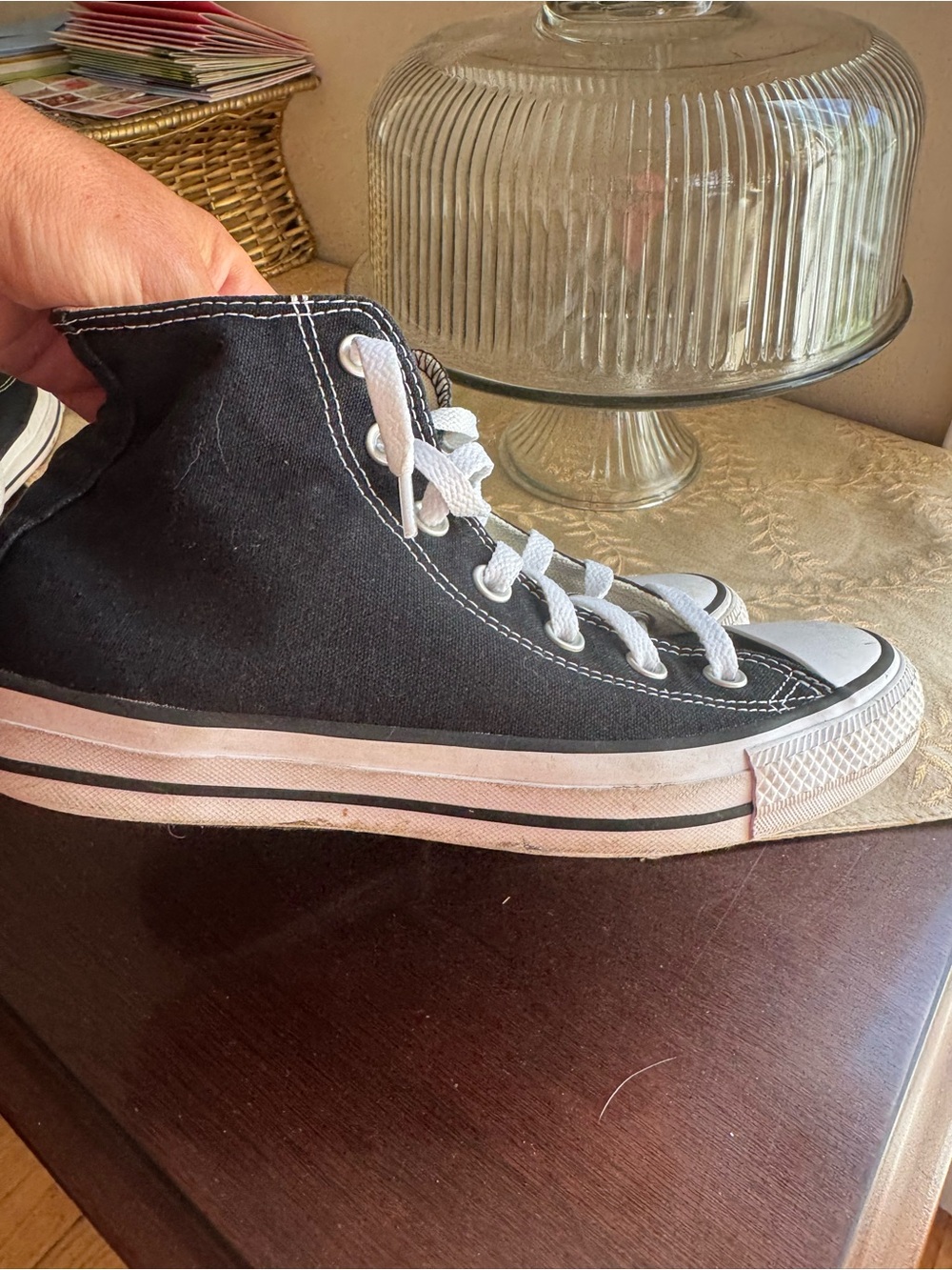 Converse Black and White High-Top Kids Sneakers - Picture 6 of 8